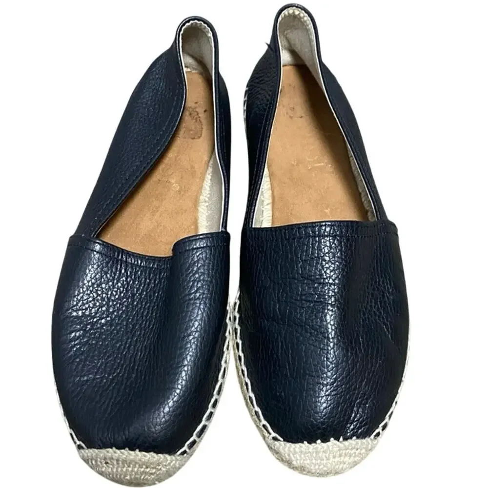 Maypol womens size 9.5 10 Black Leather Espadrilles made in Spain flats loafers